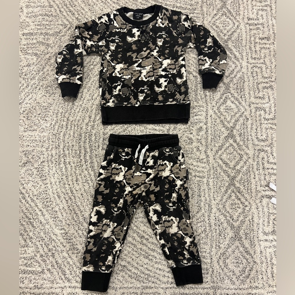 Little Bipsy Camouflage Jogger Set - Black and Brown